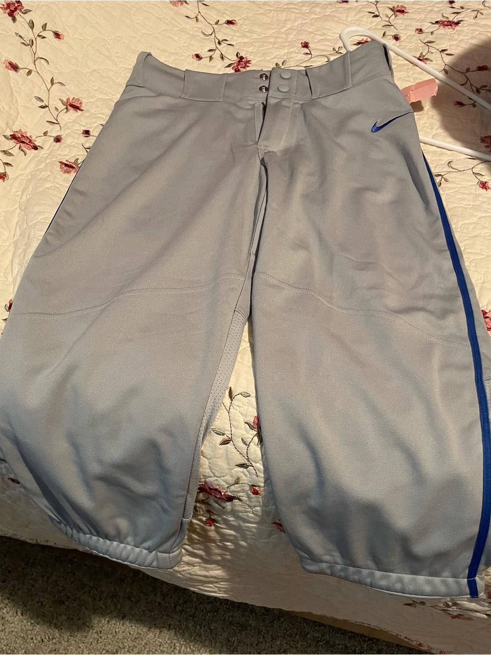 Nike Kids Light Gray Shorts with Blue Side Stripe